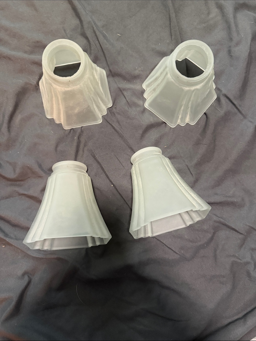 Set of 4 Frosted White Bell-Style Glass Lantern Shades